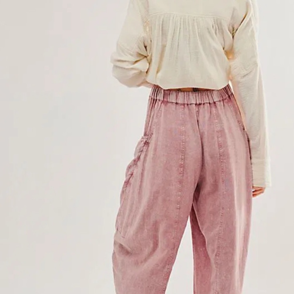 Free People Pink Barrel Leg Pants HIGH ROAD S - Picture 3 of 4